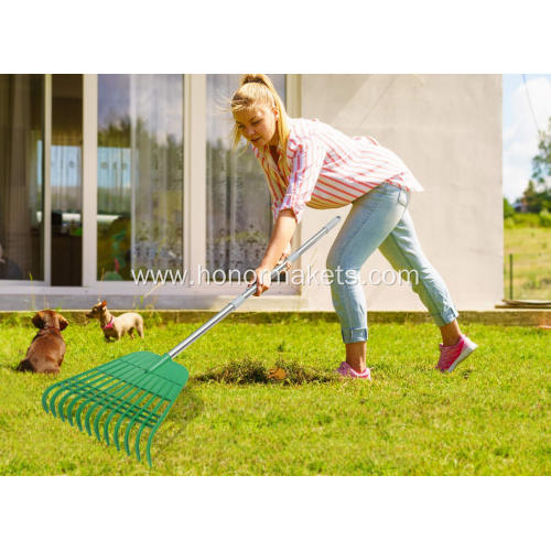 Adjustable Folding Leaves Rake for Quick Clean Up of Lawn and Yard